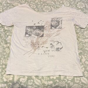 Hollister Off the Shoulder Graphic T-Shirt with New York Print